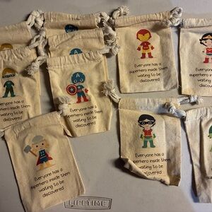 Superhero Themed Drawstring Pouches/Goodie Bags